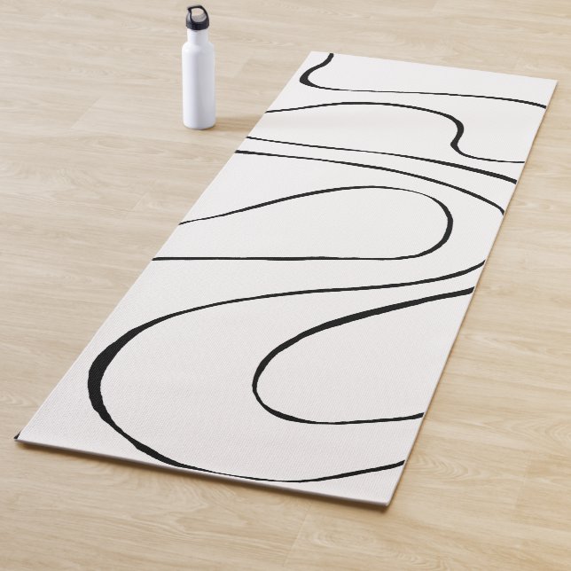 Ebb and Flow 2 - Black and White Yoga Mat (In Situ)
