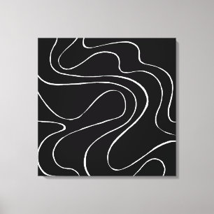 Ebb and Flow 2 - Black on White Canvas Print