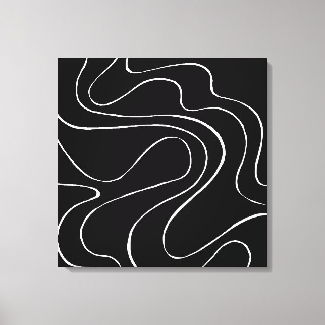 Ebb and Flow 2 - Black on White Canvas Print (Front)
