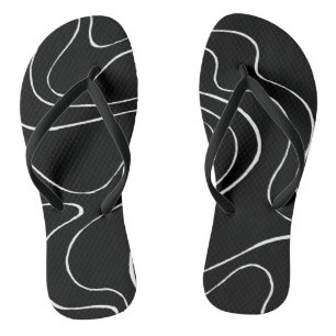 Ebb and Flow 2 - Black on White Flip Flops