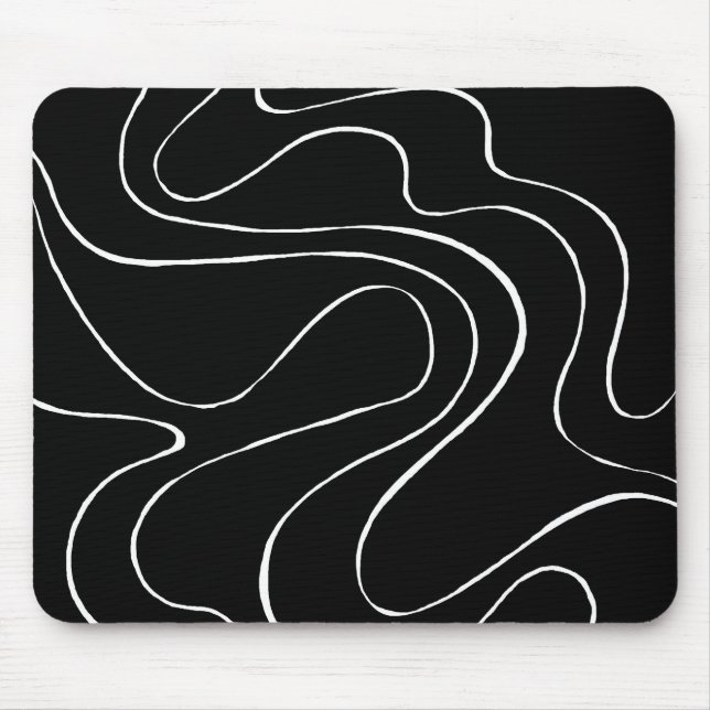 Ebb and Flow 2 - Black on White Mouse Mat (Front)