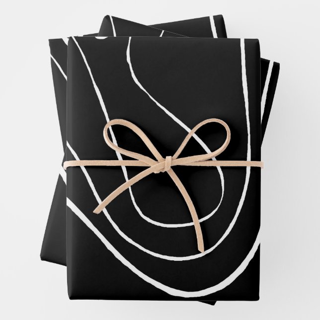 Ebb and Flow 2 - Black on White Wrapping Paper Sheet (In situ)