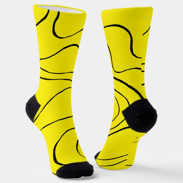 Ebb and Flow 2 in Black and Yellow Socks (Angled)