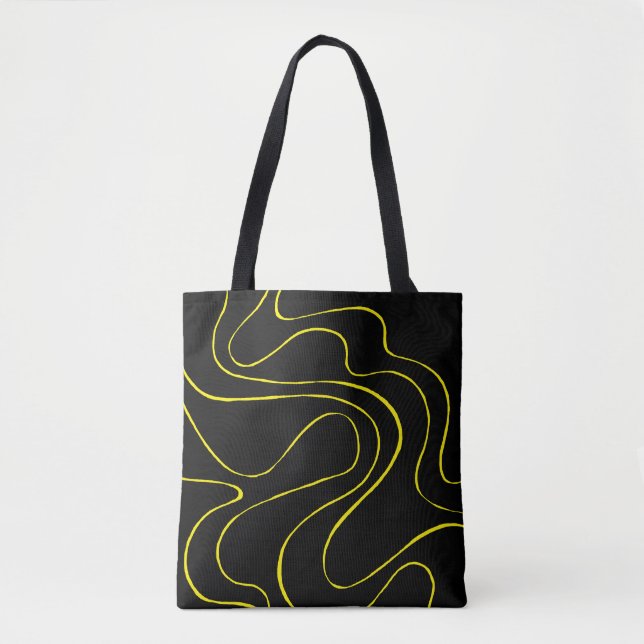 Ebb and Flow 2 in Black and Yellow Tote Bag (Front)