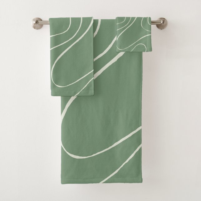 Ebb and Flow 2 in Green Bath Towel Set (Insitu)