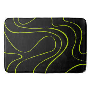 Ebb and Flow 2 in Lime Green and Black Bath Mat