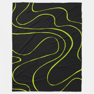 Ebb and Flow 2 in Lime Green and Black Fleece Blanket