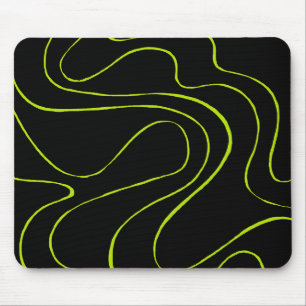 Ebb and Flow 2 in Lime Green and Black Mouse Mat