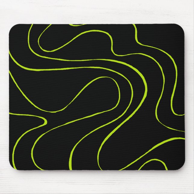 Ebb and Flow 2 in Lime Green and Black Mouse Mat (Front)