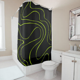 Ebb and Flow 2 in Lime Green and Black Shower Curtain