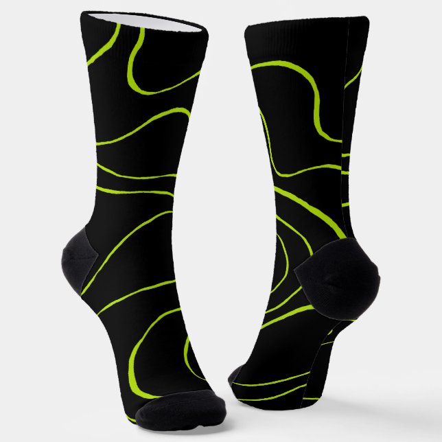 Ebb and Flow 2 in Lime Green and Black Socks (Angled)