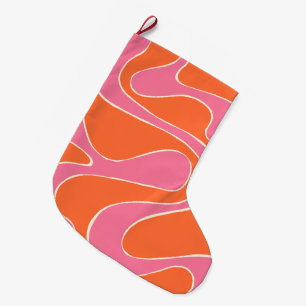 Ebb and Flow 2 in Pink, Orange and Cream Large Christmas Stocking