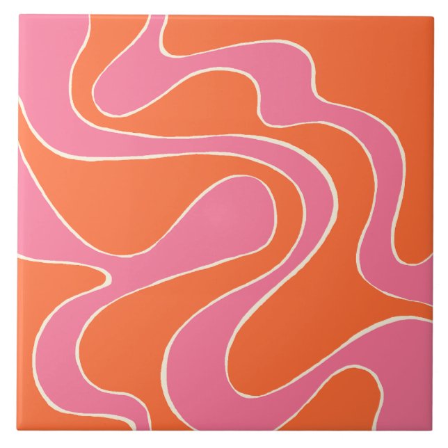 Ebb and Flow 2 in Pink, Orange and Cream Tile (Front)