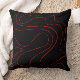 Ebb and Flow 2 in Red and Black Cushion