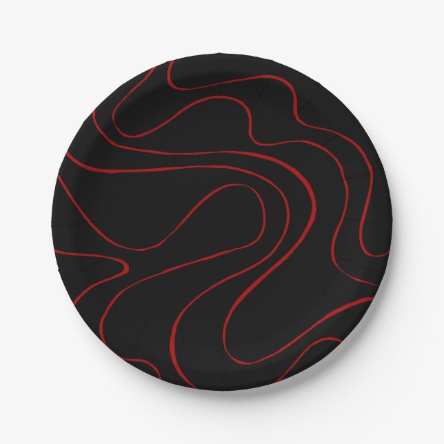 Ebb and Flow 2 in Red and Black Paper Plate (Front)