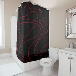 Ebb and Flow 2 in Red and Black Shower Curtain