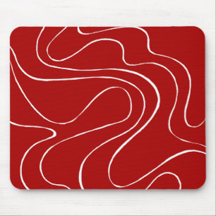 Ebb and Flow 2 in Red and White Mouse Mat