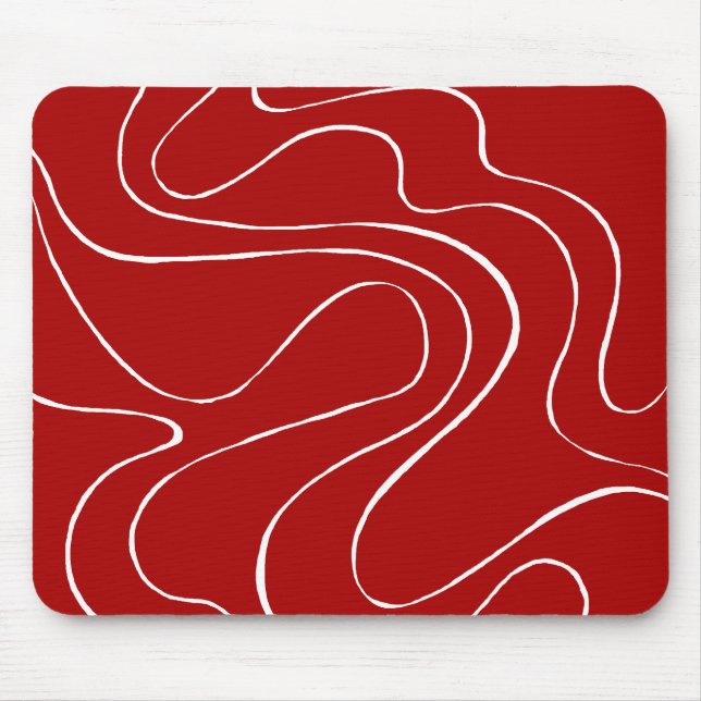 Ebb and Flow 2 in Red and White Mouse Mat (Front)