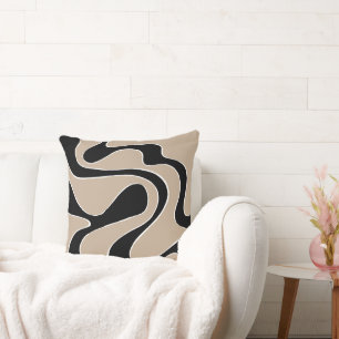 Ebb and Flow 2 in Taupe, Black, and White Cushion