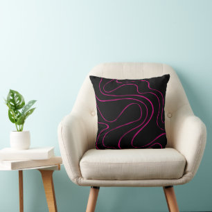 Ebb and Flow 2 - Magenta and Black Cushion