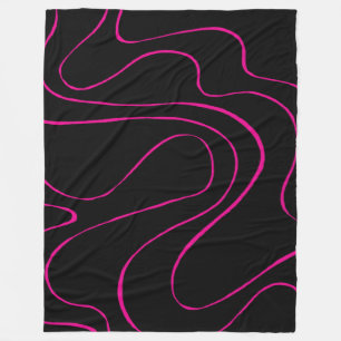 Ebb and Flow 2 - Magenta and Black Fleece Blanket