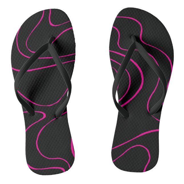 Ebb and Flow 2 - Magenta and Black  Flip Flops (Footbed)