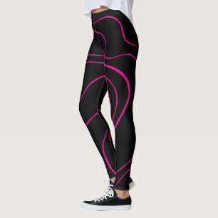 Ebb and Flow 2 - Magenta and Black  Leggings