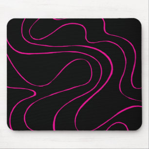 Ebb and Flow 2 - Magenta and Black Mouse Mat