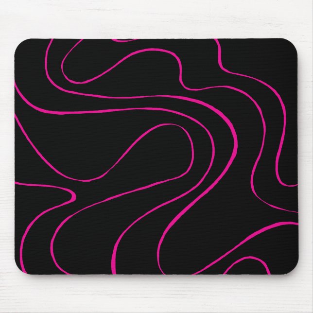 Ebb and Flow 2 - Magenta and Black Mouse Mat (Front)