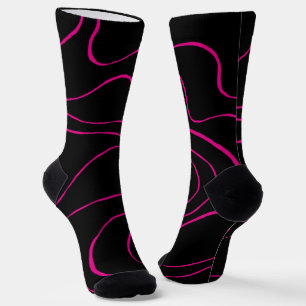 Ebb and Flow 2 - Magenta and Black  Throw Pillow Socks