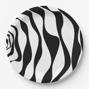 Ebb and Flow 4 - Black and White Paper Plate