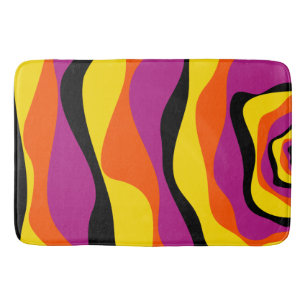 Ebb and Flow 4 - Black, Pink, Orange and Yellow Bath Mat