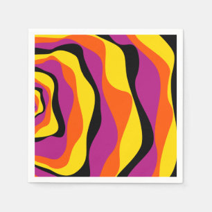 Ebb and Flow 4 - Black, Pink, Orange and Yellow Napkin