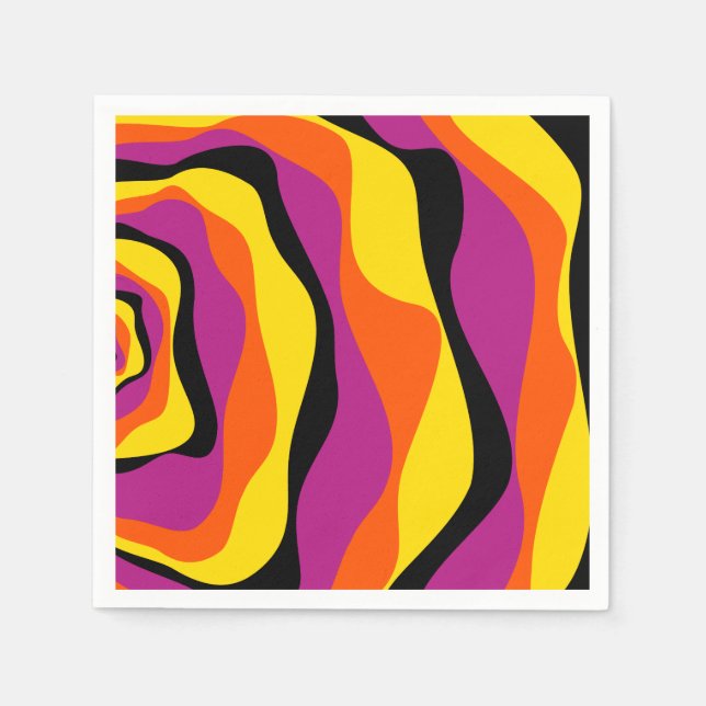 Ebb and Flow 4 - Black, Pink, Orange and Yellow Napkin (Front)