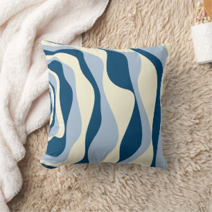 Ebb and Flow 4 - Dark Blue, Light Blue and Cream Cushion
