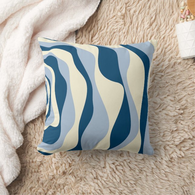 Ebb and Flow 4 - Dark Blue, Light Blue and Cream Cushion (Blanket)