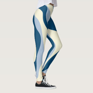 Ebb and Flow 4 - Dark Blue, Light Blue and Cream Leggings