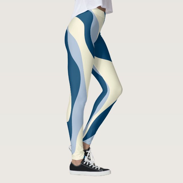 Ebb and Flow 4 - Dark Blue, Light Blue and Cream Leggings (Right)