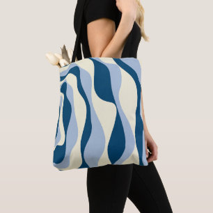 Ebb and Flow 4 - Dark Blue, Light Blue and Cream Tote Bag