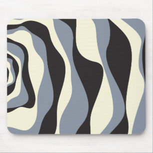 Ebb and Flow 4 in Black, Grey, and Cream  Mouse Mat