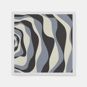 Ebb and Flow 4 in Black, Grey, and Cream  Napkin