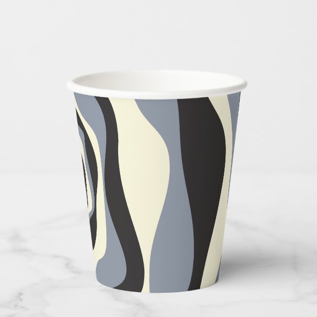 Ebb and Flow 4 in Black, Grey, and Cream  Paper Cups (Front)