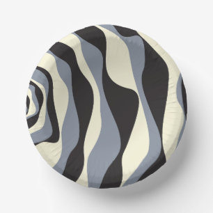 Ebb and Flow 4 in Black, Grey, and Cream Paper Plate