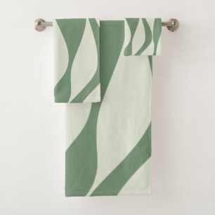 Ebb and Flow 4 in Green  Bath Towel Set