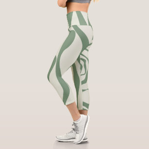 Ebb and Flow 4 in Green  Capri Leggings