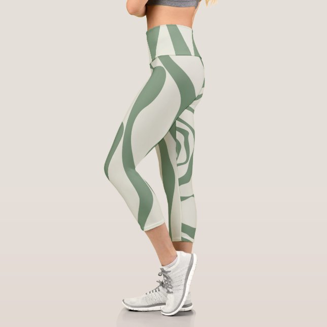 Ebb and Flow 4 in Green  Capri Leggings (Left)