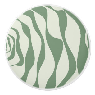 Ebb and Flow 4 in Green Ceramic Knob