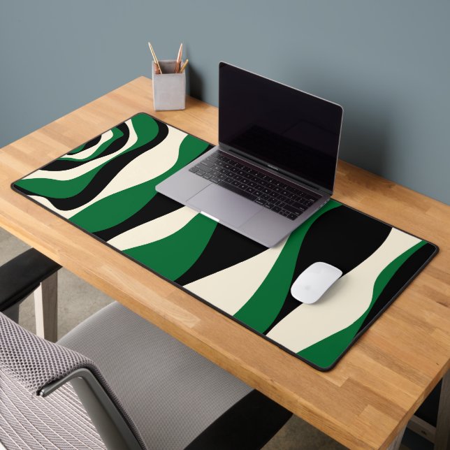 Ebb and Flow 4 in Green, Cream and Black  Desk Mat (Office 2)