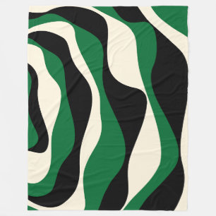 Ebb and Flow 4 in Green, Cream and Black Fleece Blanket
