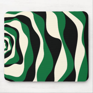 Ebb and Flow 4 in Green, Cream and Black  Mouse Mat